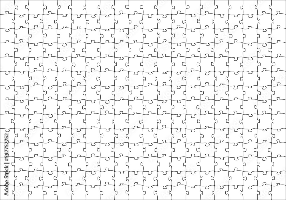 Puzzles grid template. Jigsaw puzzle pieces, thinking game and jigsaws