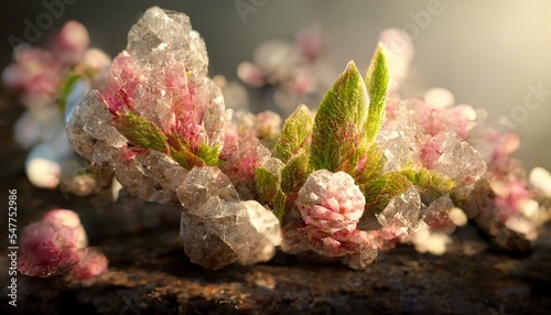 Abstract background of quartzite crystal organic sakura flower