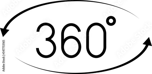 360 degrees vector icon set. Round signs with arrows rotation to 360 degrees. Rotate symbol isolated on transparent background. Vector illustration.