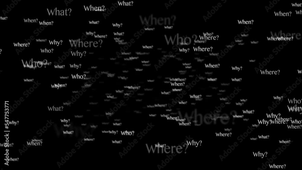 ANY QUESTION Keywords, Five Ws, Animation, Loop, 4k

