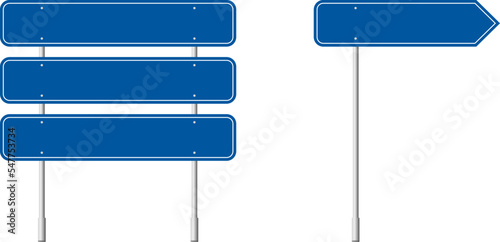 Blank signs vector for information of road direction, maps, text or banner. Road sign in realistic style isolated on white background. Danger blank warning empty sign.