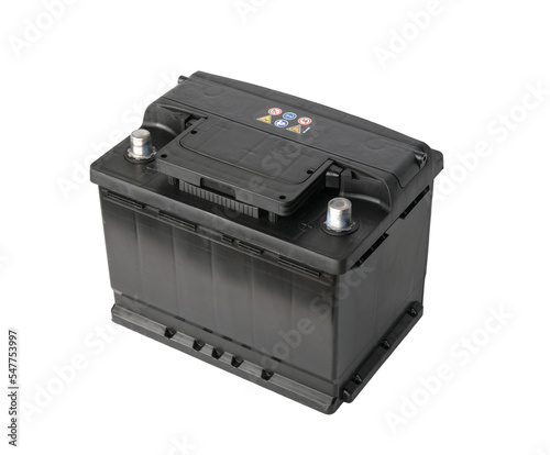 Car battery isolated on white without shadow with clipping path