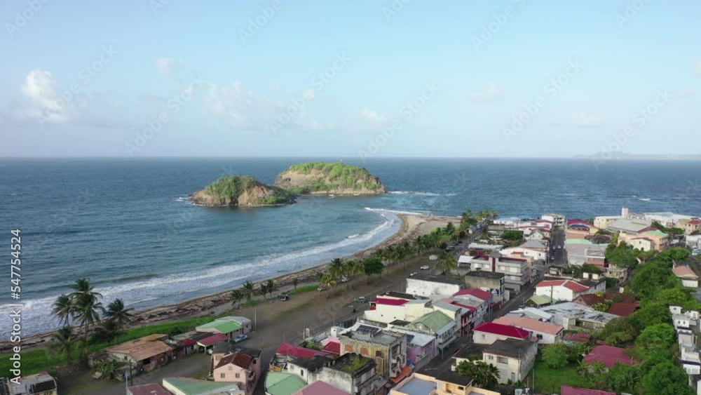 Drone view of a Caribbean town (Sainte-Marie, Martinique)