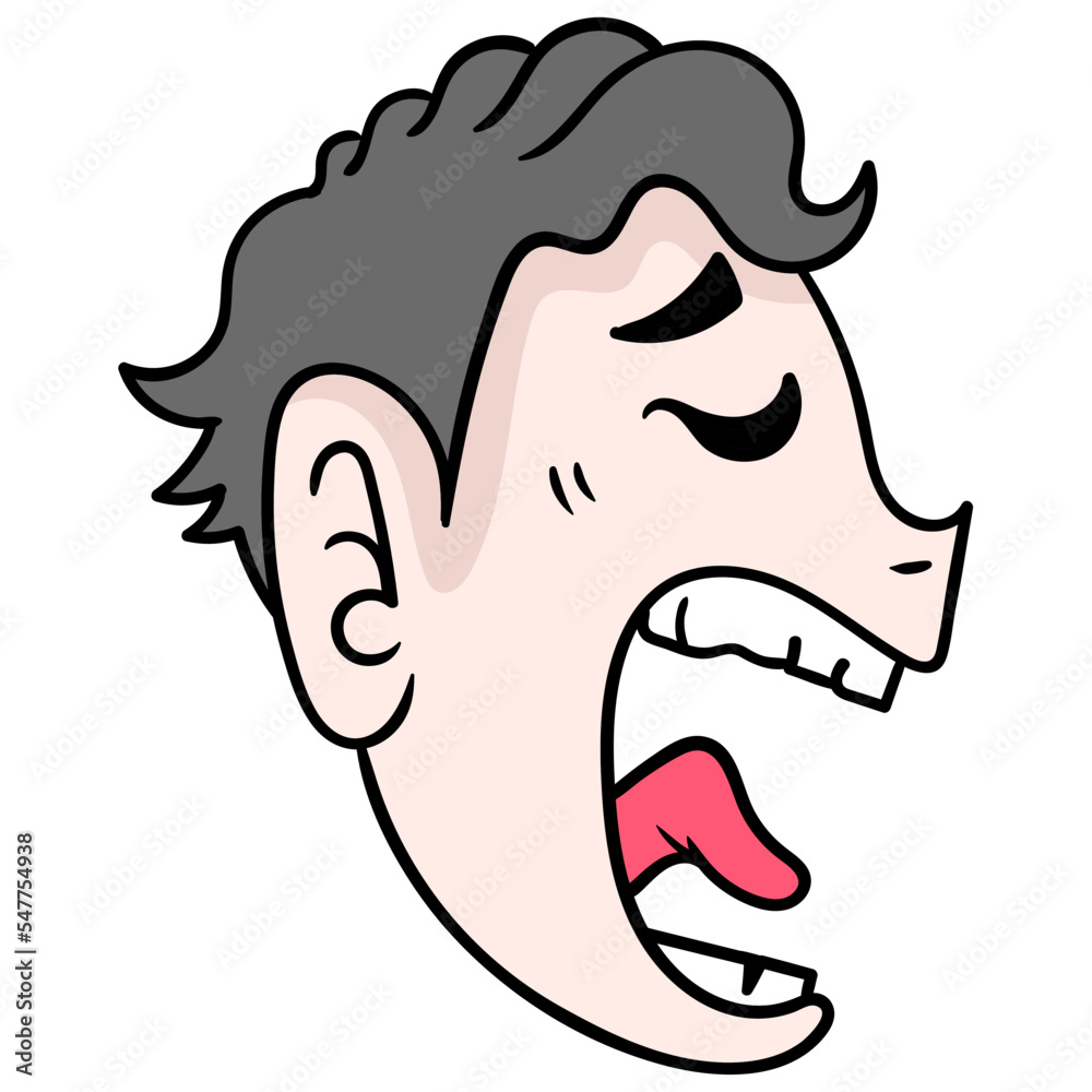 Fototapeta premium Editable vector of a man opening his mouth