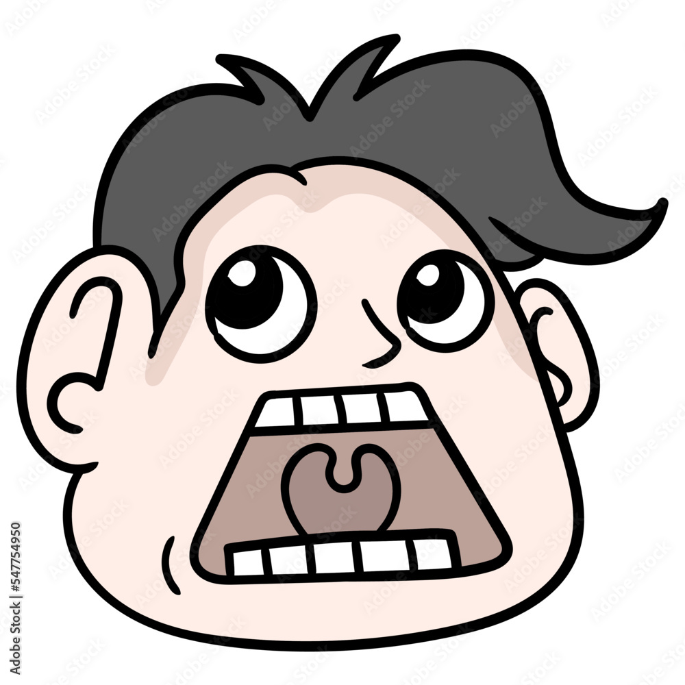 Obraz premium Editable vector of a surprised man opening his mouth