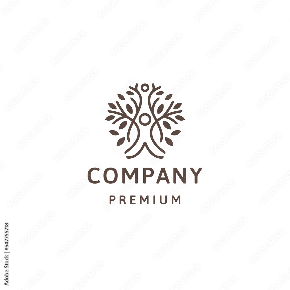 Human family with tree style logo design template flat vector