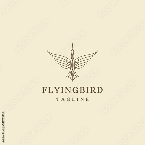 Canvas-taulu Flying bird line logo icon design template flat vector