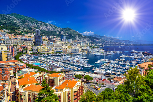 Port with yachts in La Condamine, Monte-Carlo, Monaco, Cote d'Azur, French Riviera