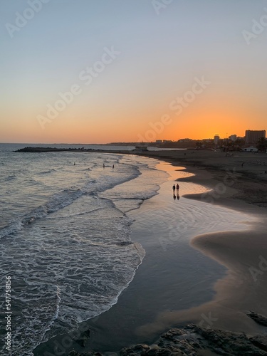 Coucher de soleil sur la plage de Maspalomas    les Canaries  Espagne