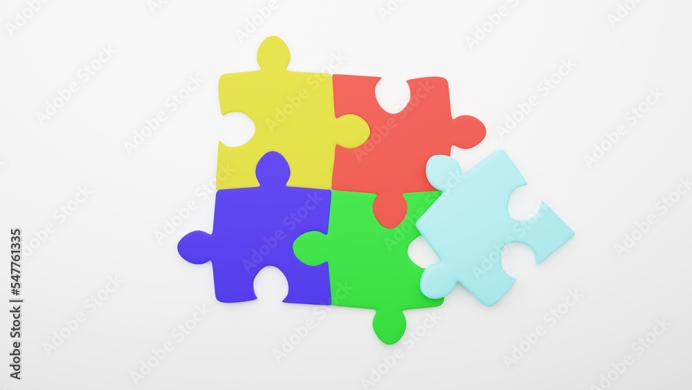 Autism symbol multicolored jigsaw puzzle isolated on white background. Symbol autistic spectrum disorder and neurodiversity awareness.
