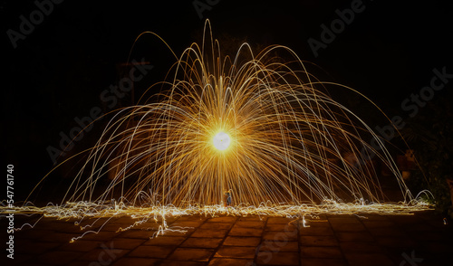 Long Exposure Firecrackers in Diwali Festival. Slow-shutter Firecrackers or Fireworks photography. Firecracker painting.