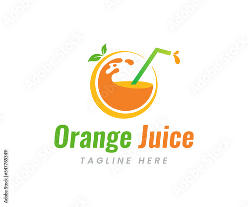 Orange Juice Logo. Juice Bar Logo Design Template