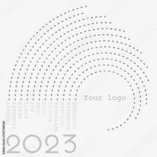 2023 happy new year card creative calendar swirl design