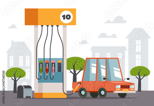 Gas station car pump petrol fuel gasoline design element concept illustration
