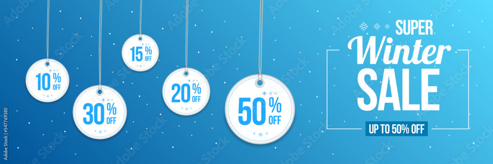 Fototapeta premium Super Winter Sale Shopping Promotion Banner