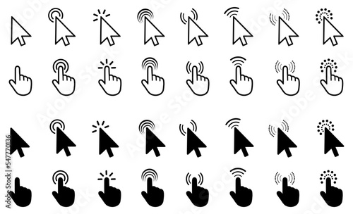 Set of flat modern cursor icons, touch sign – stock vector
