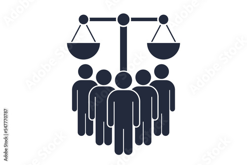 Justice and human rights icon. Vector illustration. Flat style element.