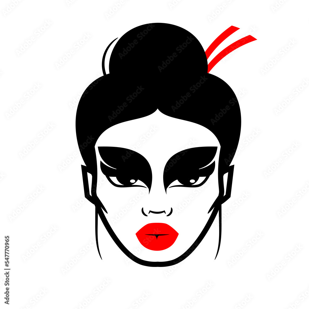 Geisha Vector Logo Illustration. Japanese culture symbol and icon. logo for beauty, hair salon, cosmetics