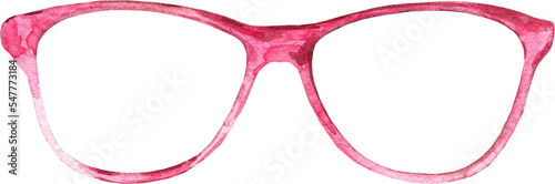 Watercolor pink glasses illustration. Hipster funny clothes accessories, character creator decor fashion element isolated. Cute drawing clipart element cutout for man, woman, summer clothes, diy	
