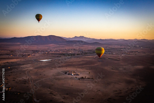 hot air balloon over Marrakech, morocco, north africa, sunrise, high atlas mountains, adventure