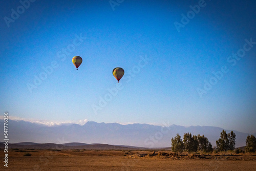 hot air balloon over Marrakech, morocco, north africa, sunrise, adventure