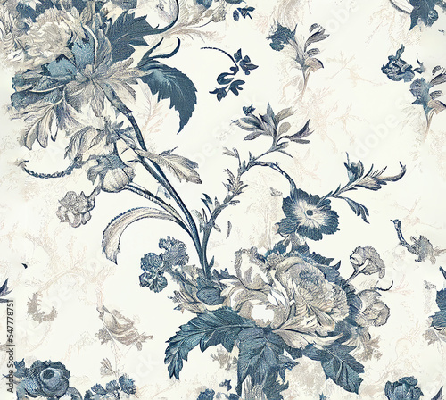 Wallpaper Mural Toile pattern blue and white Torontodigital.ca