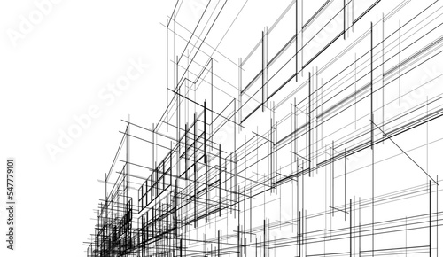 Modern architecture design 3d illustration 
