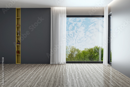 Illustration 3D rendering large luxury modern bright interiors Living room mockup computer digitally generated image