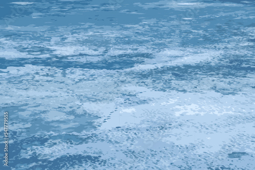 Realistic vector illustration of an icy river surface. Texture of ice covered with snow. Winter background.