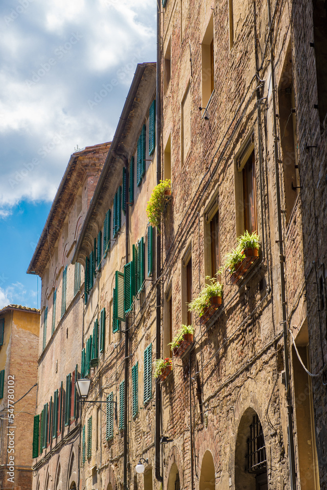 Buildings around the streets of Siena, Italy.