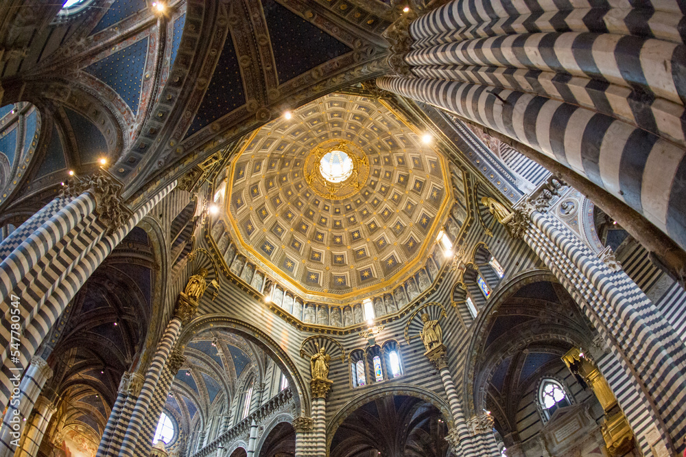 Interior details of the cathedral in Siena, Italy.