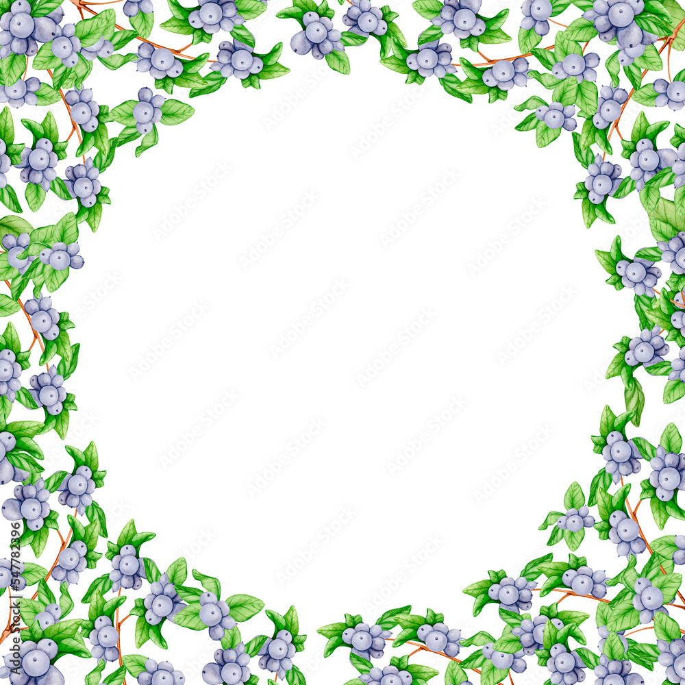 Round frame made of branches with black berries. Watercolor illustrations for Christmas, New Year, birthday, wedding. Design for postcards, invitations, congratulations, cards, logos, tags, labels. Round frame made of branches with black berries. Watercolor illustrations for Christmas, New Year, birthday, wedding. Design for postcards, invitations, congratulations, cards, logos, tags, labels.
