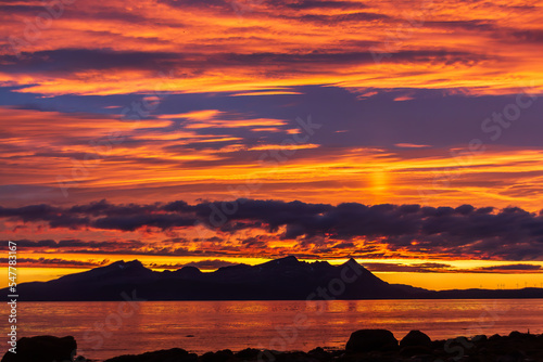 Fototapeta Naklejka Na Ścianę i Meble -  Sunset over Vannøya, in Troms county, northern Norway
