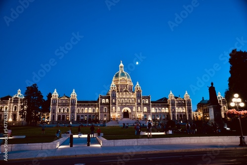 Night view of Parliament House in Victoria, BC
