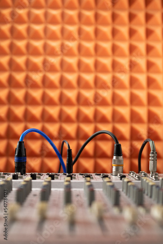 Sound mixer audio mixing console. Music concept on sound recording studio