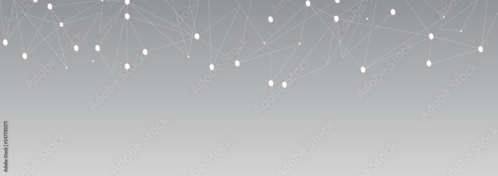 Fototapeta premium White network. Abstract connection on gray background. Network technology background with dots and lines for desktop. Ai background. Modern abstract concept. Line background, network technology vector