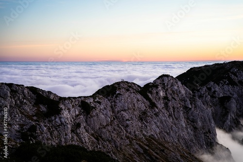 Beautiful view of surfing clouds on Krvavec, Slovenia photo