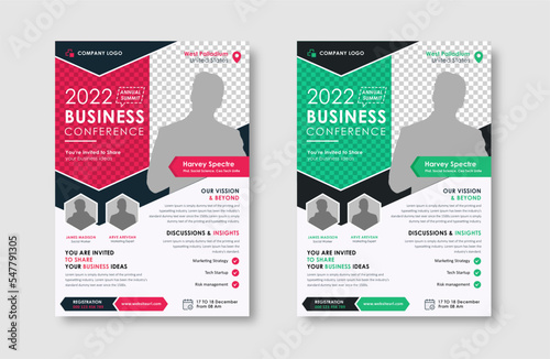 Business conference live meeting & event flyer template. Corporate invitation business workshop & abstract seminar promotion poster design. Leaflet, modern layout, pamphlet, vector flyer in A4.