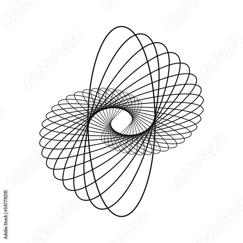 Abstract hipster oval lines in round form. Minimal art. Concentric circles. Vector ellipse line design element for technology logo, symbol, tattoo, web pages, prints, posters, template, pattern