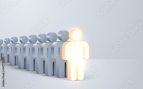 Team with leader concept. 3d rendered people.