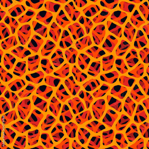 Organic cells seamless pattern. Natural mesh texture. Scientific, biology, chemistry print. Spongy structure background