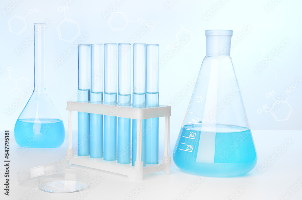 A variety of glass containers for the laboratory A variety of glass containers for the laboratory