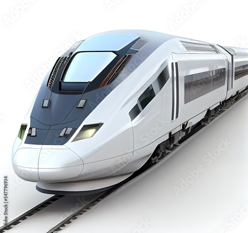 Speed train isolated on white background, ai generated illustration in style of low poly 3d