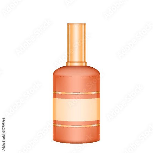 Sandalwood perfume in glass bottle. Sandal tree ingredient element realistic isolated on white