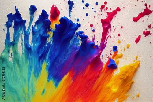 Abstract sculptures of colorful splashes of paint. Dancing liquid. Color explosion.