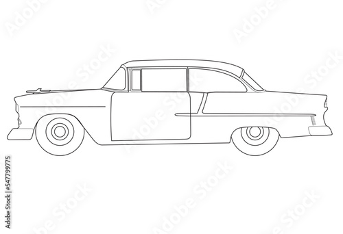Black and white outline of antique coupe photo