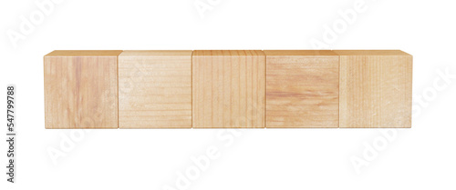Wood tile blocks in isolated white background, 3d rendering. Mock-up for text, abbreviation and signs on timber cubes