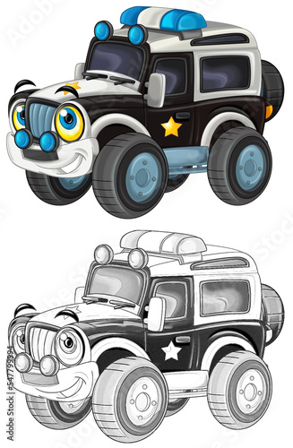 happy cartoon off road heavy truck car isolated illustration