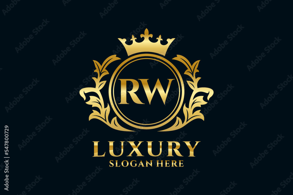 Initial RW Letter Royal Luxury Logo template in vector art for ...