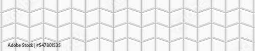 White diamond tile horizontal background. Kitchen backsplash texture. Bathroom or shower ceramic wall or floor rhombus mosaic surface. Interior or exterior decoration. Vector flat illustration
